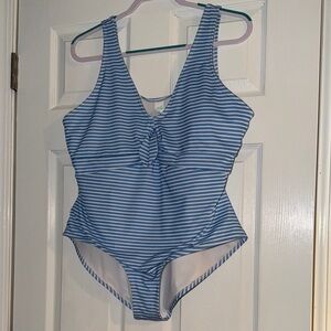 Blue Striped Women’s Swimsuit 1X